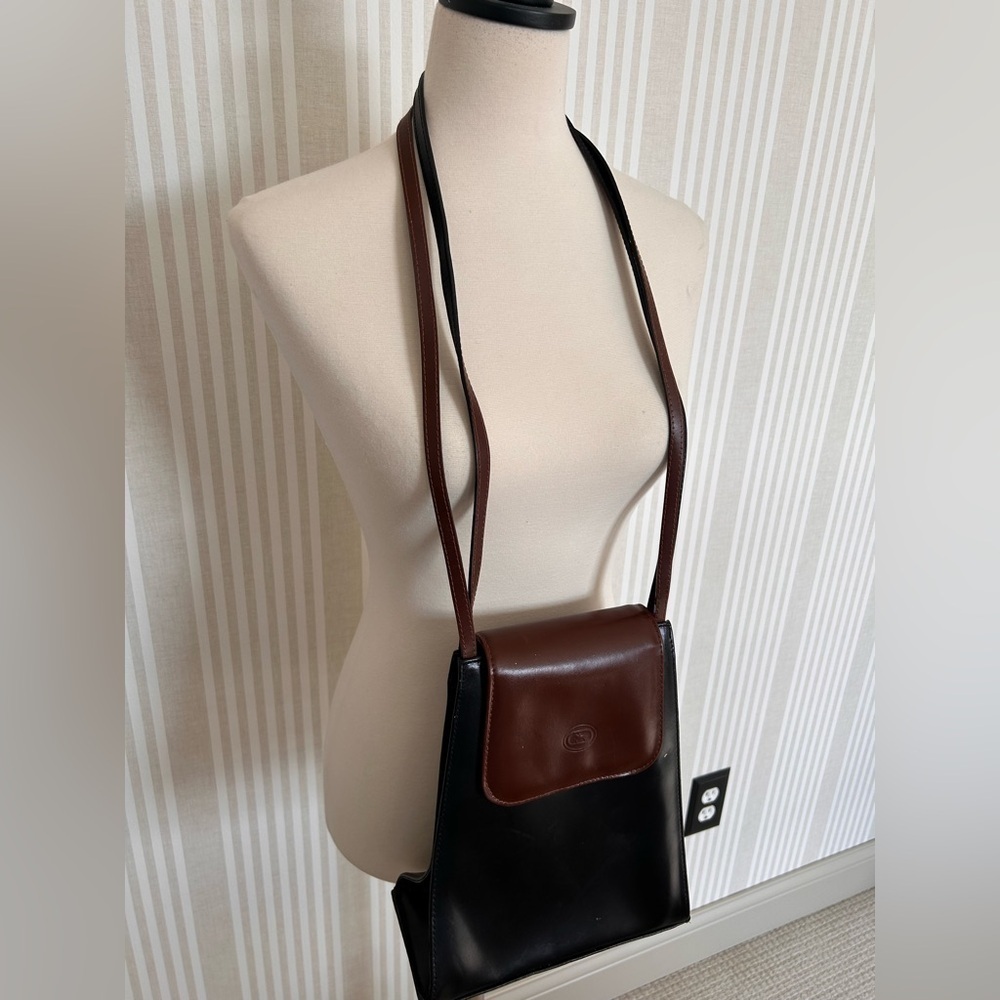 Vintage Jay Herbert Brown Black Leather Crossbody Bag Handmade in Florence Italy - Picture 3 of 14